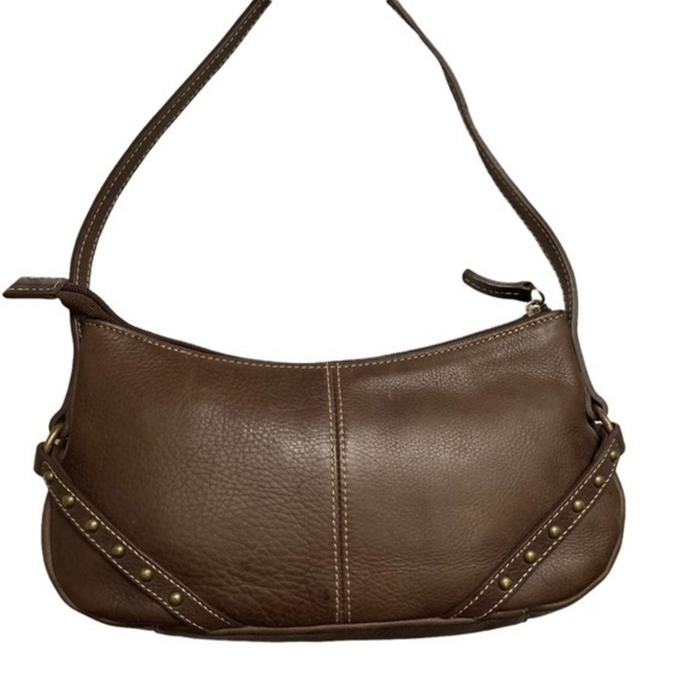 Fossil brown leather studded bag